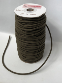 Hele rol met 50 meter bruin rond koort poppen elastiek 4 mm dik voor een oude pop. Hoge rekbaarheid !