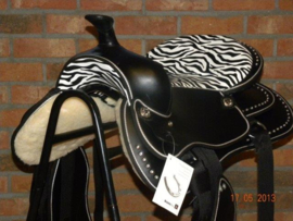 Supermooi hip zebraprint westernzadel wijd COMPLEET