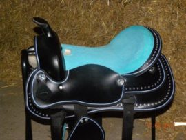 Supermooi hip blauw westernzadel medium COMPLEET