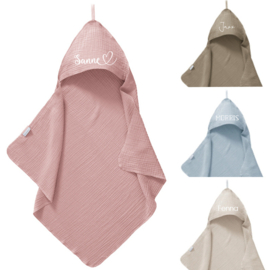Badcape met naam | 4 kleuren