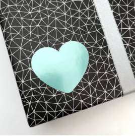 Set stickers | Metallic petrol hearts