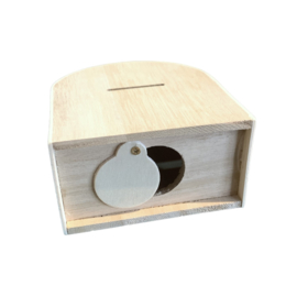 Houten spaarpot met naam