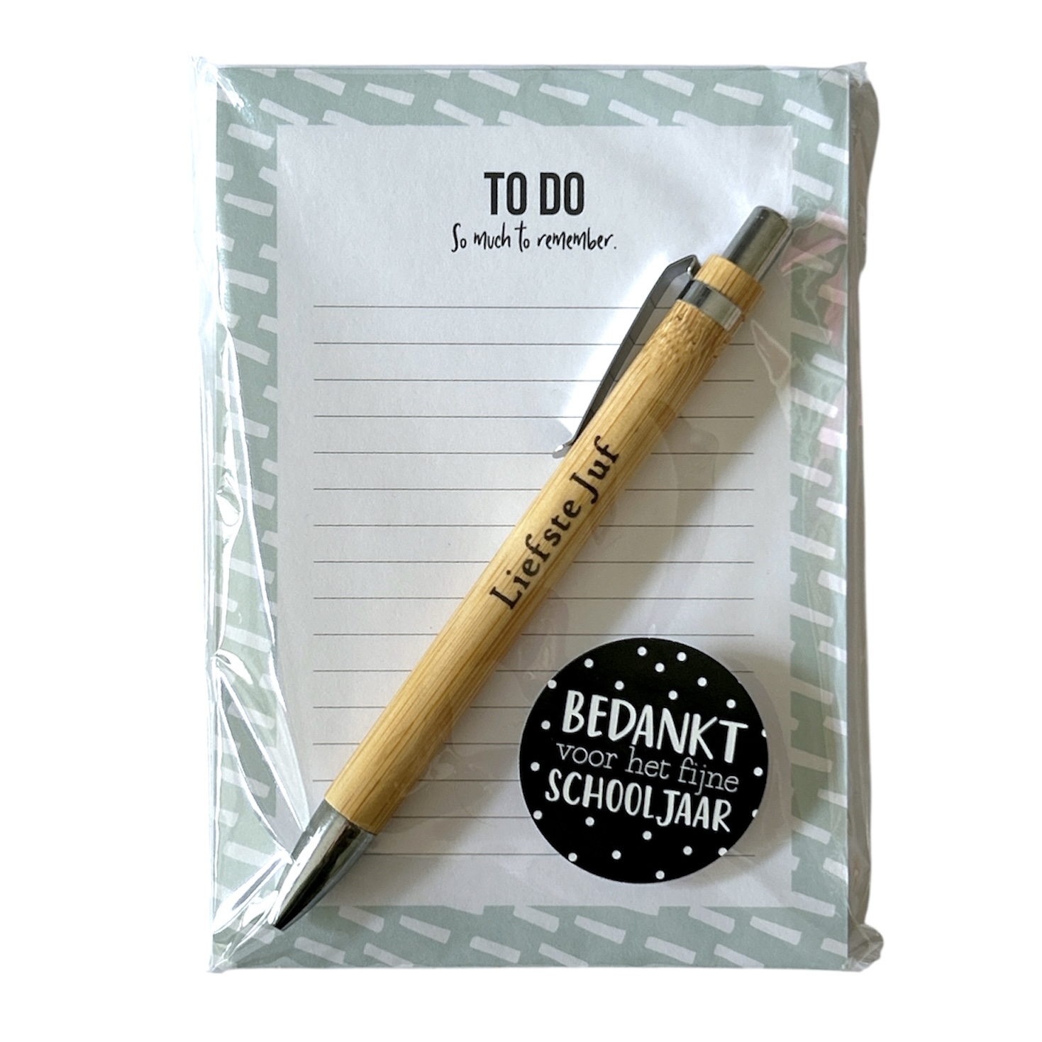 Kadoset notitieblok met pen en sticker