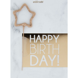 Mini wondercard Happy Birthday! goud