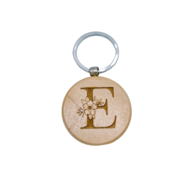 Houten sleutelhanger met letter