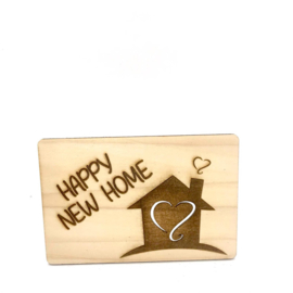 Houten kaartje Happy new home