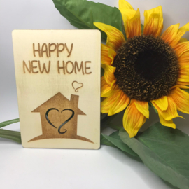 Houten kaartje Happy new home