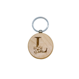 Houten sleutelhanger met letter