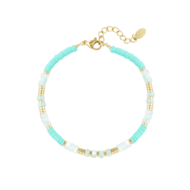 Armband smalle kralen - licht blauw