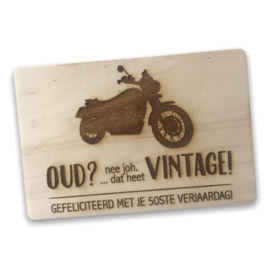 Houten kaartje Oud? nee joh ...