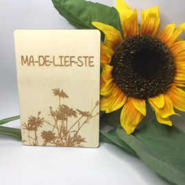 Houten kaartje Ma-de-lief-ste