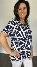 Ballon shirt met elastiek fantasy marine (+size)