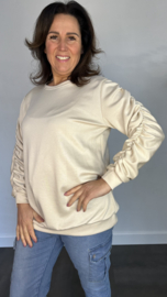 Sweater met gesmokte mouwen beige/ zand