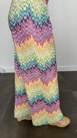 Plisse broek met wijde pijp ZIGZAG groen SALE