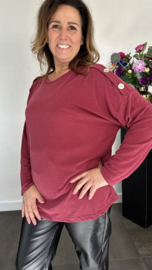 Ribbel shirt met knopen bordeaux