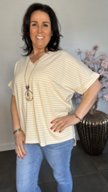 T-Shirt gestreept met ketting Zand