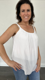 2-Laags top met gevlochten schouderbandjes wit