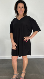 Tuniek / jurk Gina travel met pofmouw zwart