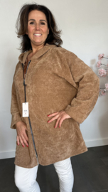 Baby rib vest met rits & capuchon +Size camel