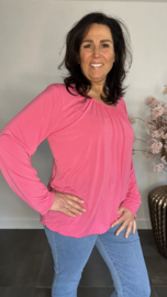 Ballon shirt travel met elastiek Fuchsia (licht)
