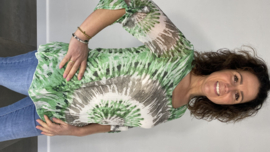 Voile blouse batik groen SALE