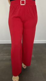 Flared crepe broek met GESP rood