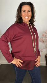 Sweater met capuchon /streep Bordeaux