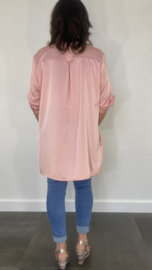 Lange blouse satijn look roze SALE