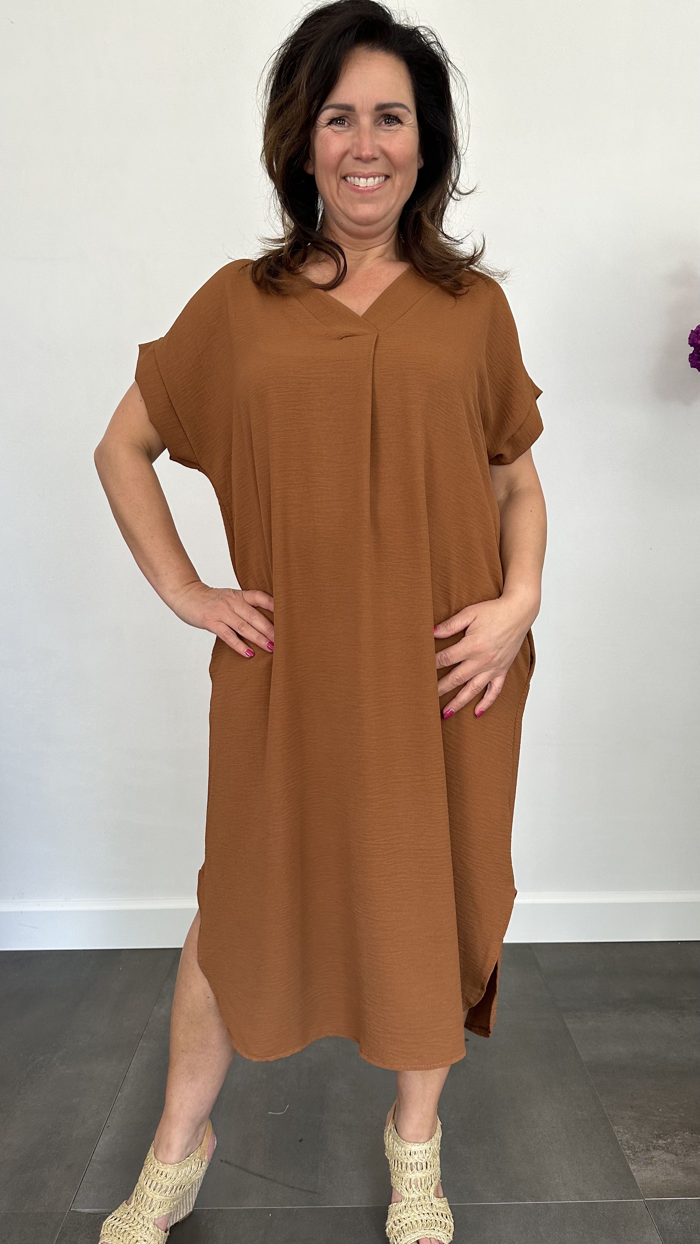 Jurk Maya +Size cognac