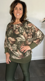 Blouse met boord autumn leaves army