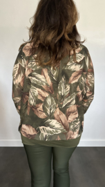 Blouse met boord autumn leaves army