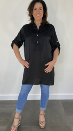 Lange blouse satijn look zwart