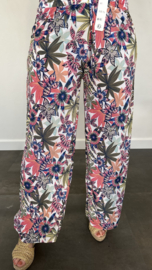 Flared broek gebloemd fuchsia