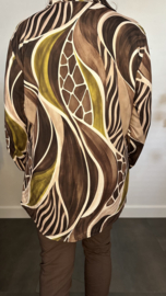 Stretch blouse soft Animal mix Choco/Avocado
