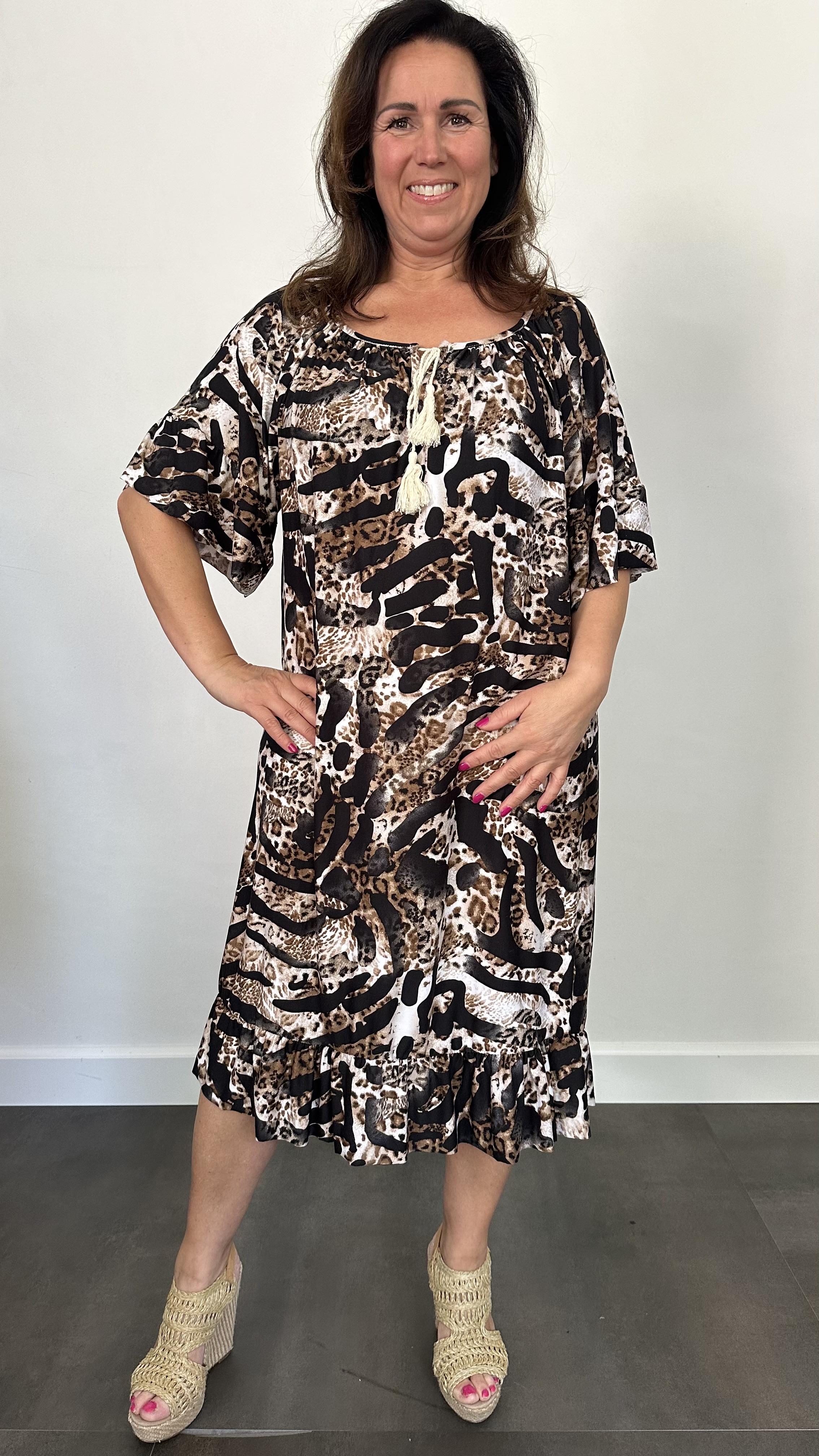 Jurk Aletta soft panter zebra +SIZE