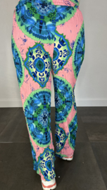 Plisse broek met wijde pijp tie dye roze SALE