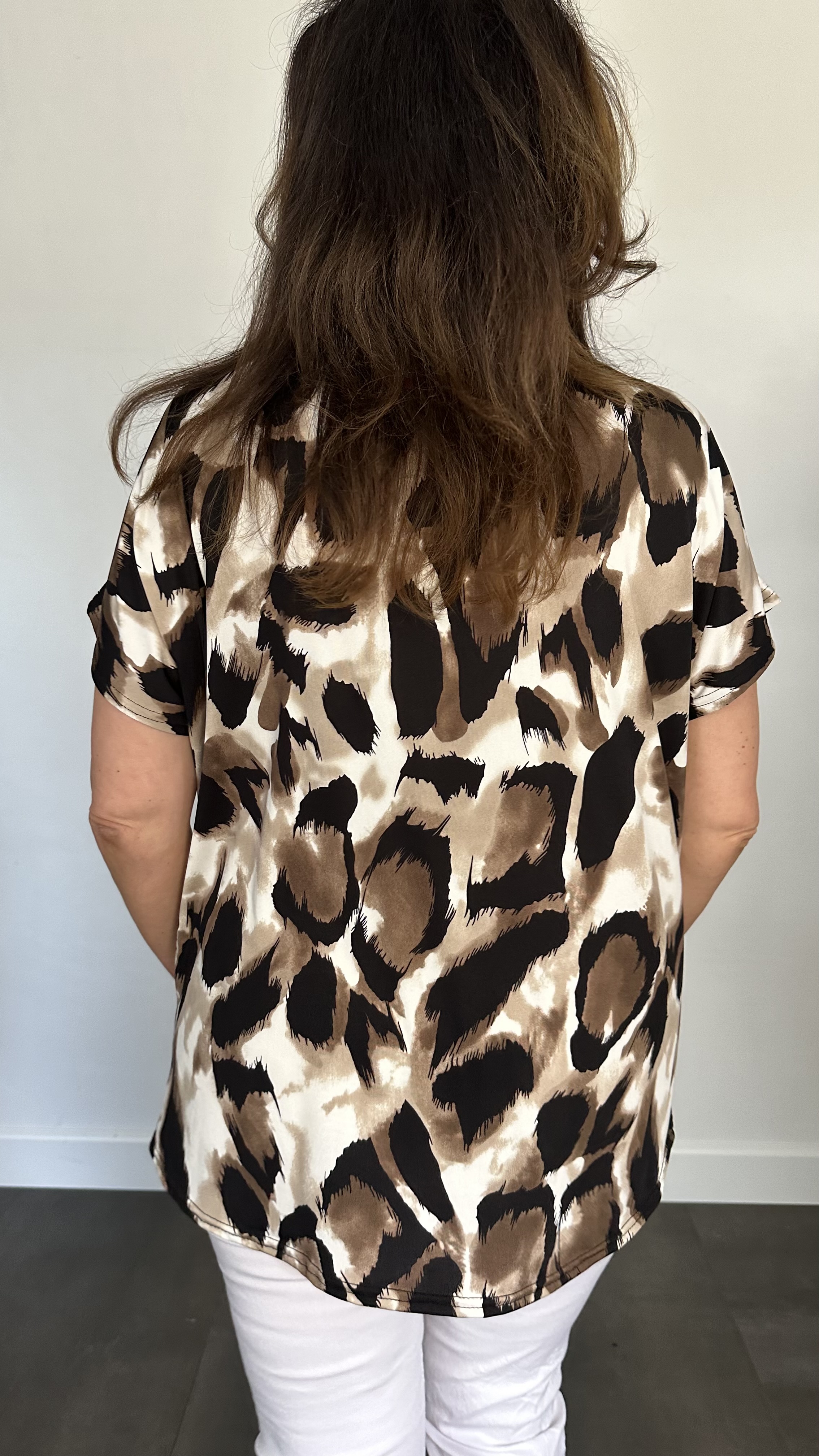 Shirt Zipp panter bruin