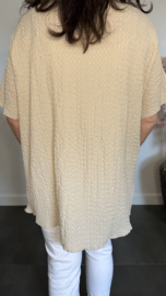 Crinkle shirt met sjaaltje Zand