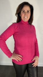 Gebreide coltrui met kabel fuchsia SALE