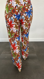 Flared broek gebloemd rood