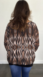 Blouse met boord tijger elips bruin/zwart