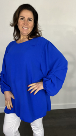 Lange top met gesmokte mouw +SIZE kobalt