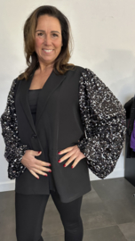 Blazer met pailletten ballonmouwen + SIZE zwart/zilver