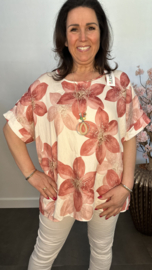 Gebloemd shirt Vera met ketting Roze