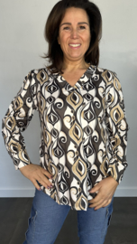 Soft shirt met v-hals en pofmouw elips zwart
