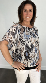 Blouse met boord aztec zwart