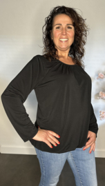 Ballon shirt travel met elastiek zwart