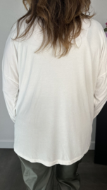 Ribbel shirt met knopen ecru