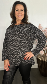 Panter sweater Maud Zwart/grijs