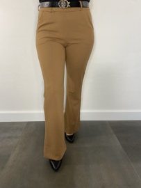 Flared pantalon met riem camel